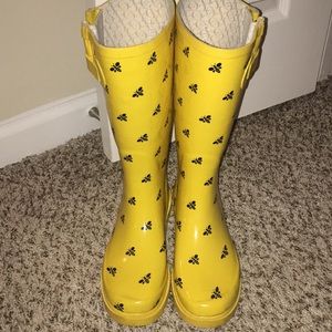 Yellow rain boots